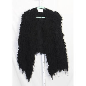 Ryan Roche 100% Cashmere Black "Stringy" Knit Sweater sz. 2